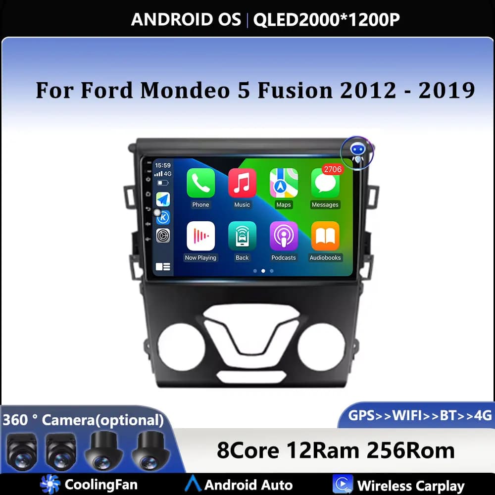 Android Carplay Auto per Ford Mondeo 5 Fusion 2012 2013 2014 2015 2016 - 2019 autoradio navigazione GPS lettore Video multimediale