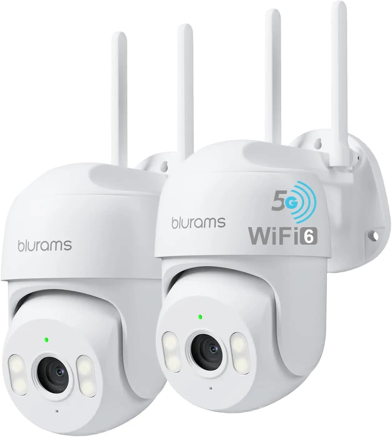 Telecamera di Sicurezza Esterna 2K con Visione a 360 Gradi ° Visione notturna, Tracciamento del movimento, WiFi 6, Resistente alle intemperie, Rilevamento e registrazione gratuiti - Confezione da 2