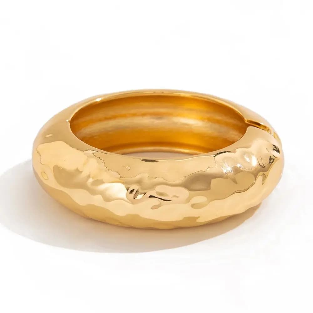 Elegante Bracciale a Molla con Motivo Rotondo Largo, Catena da Mano in Metallo Irregolare Premium, Gioiello da Polso in Lega di Nicchia per Ragazza