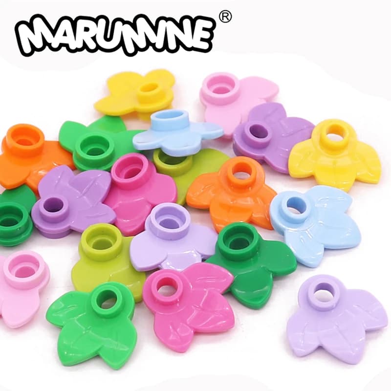Marumine 32607 1x1 Piastra rotonda con 3 foglie 100PCS Blocchi di costruzione Parti MOC Mattoni Albero Pianta Compatibile Assembla Particelle