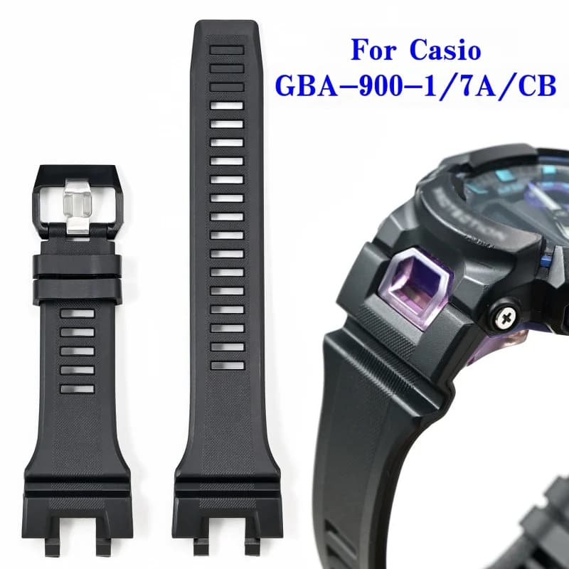 Watch Strap for Casio G-SHOCK GBA-900 TPU Resin Watch Band Black Special Interface Replacement Wristband with Tools