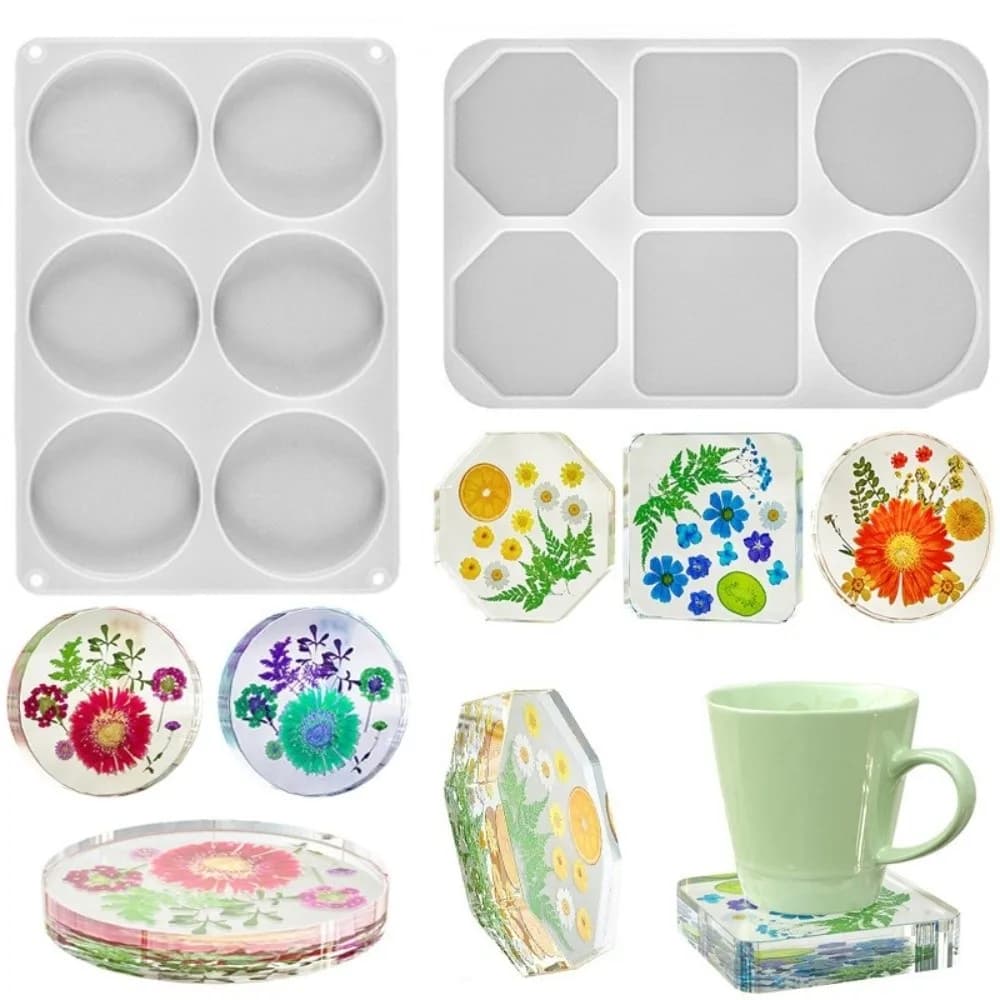 Stampo in Silicone Creativo per Sottobicchieri, Rotondo Geometrico, per Resina Fai-da-te, Riutilizzabile, per Creazioni Artigianali con Colla a Goccia, Forniture per la Realizzazione di Stampi