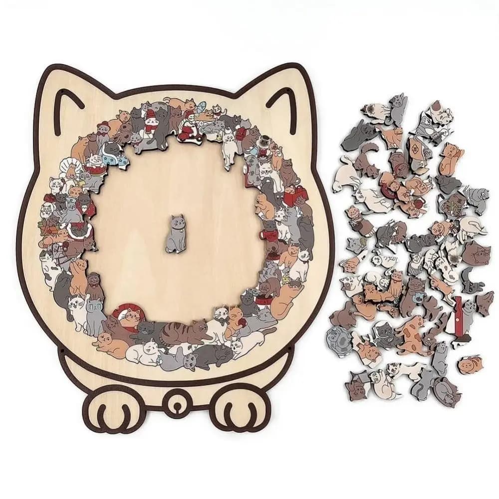 135-piece Morandi cat-shaped puzzle with cat silhouette frame Macaron Color cut cat pieces Puzzle ornaments for cats