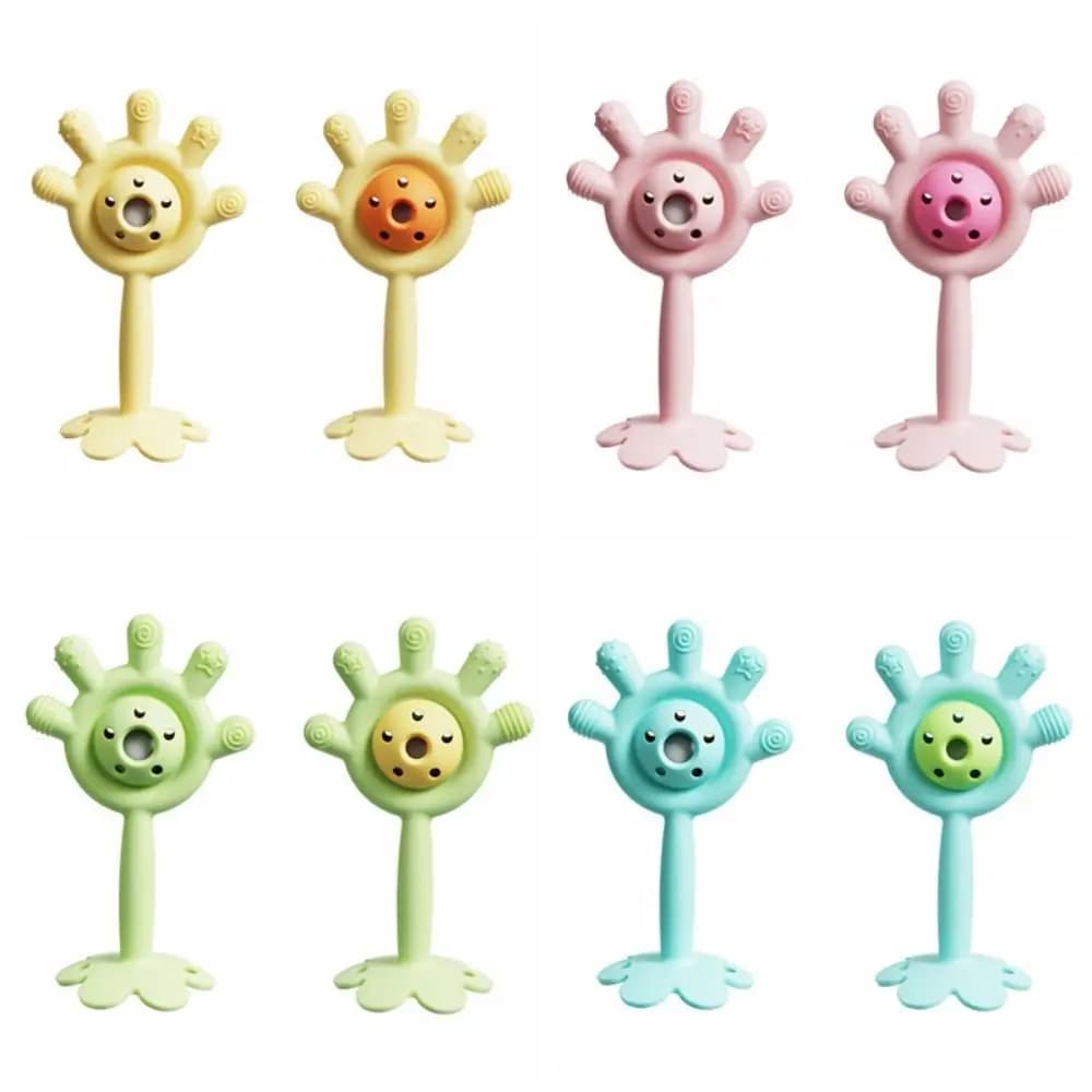 Giocattolo per massaggiagengive in silicone BPA gratuito per uso alimentare per bambini Sonaglio per dentizione Sensoriale Infantile Afferrare Shake Campana a mano Accessori lenitivi
