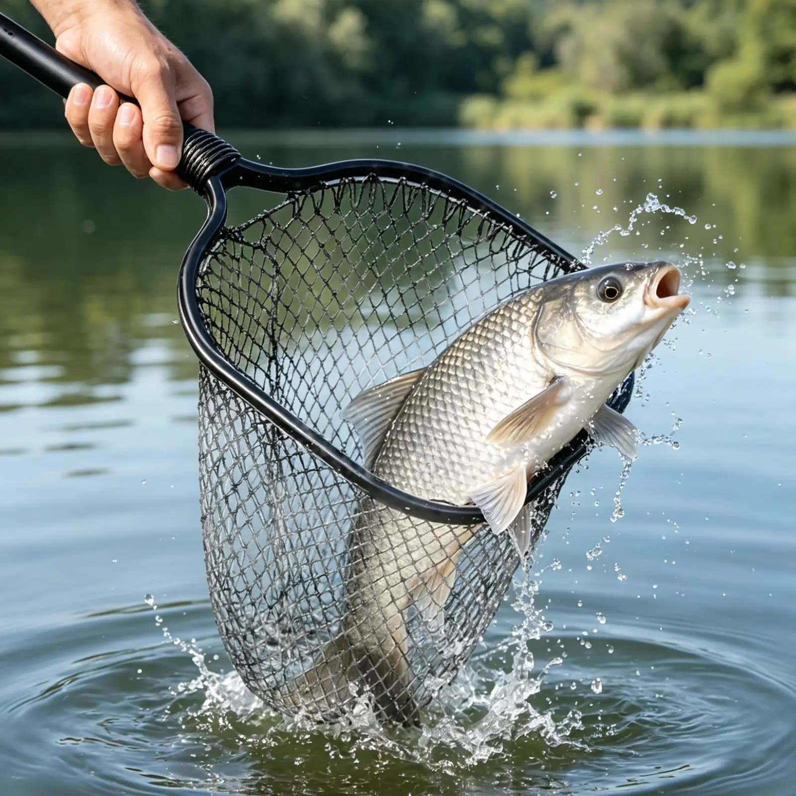 Rete da pesca a mano in nylon intrecciata, con borsa a rete e racchetta, per la cattura di pesci e altri animali marini