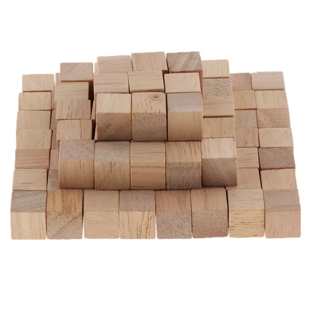 100 pezzi di cubi di legno blocchi di legno quadrati non finiti per la creazione di matematica, progetti fai da te artigianali, regalo