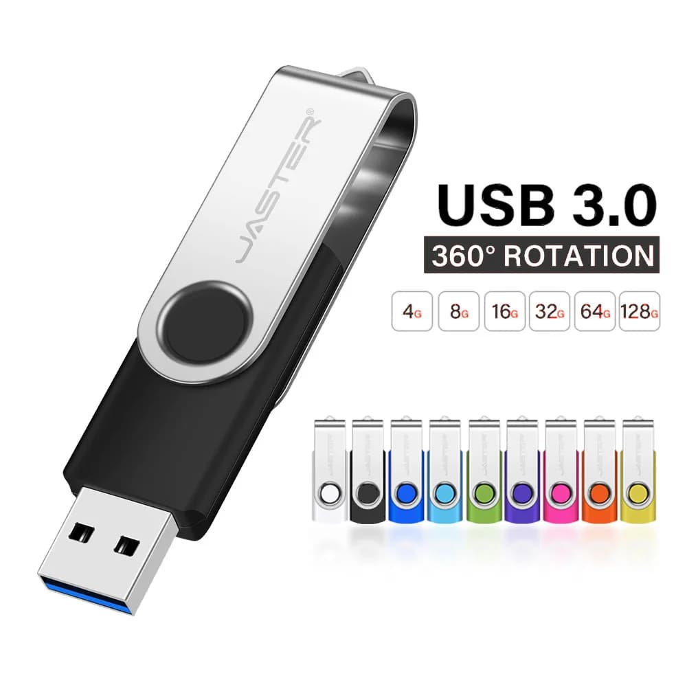 JASTER Chiavetta USB 3.0 in Metallo 128GB, Regalo Aziendale, Penna USB 3.0 Girevole 64GB, Chiavetta USB Colorata 32GB, 16G 8G
