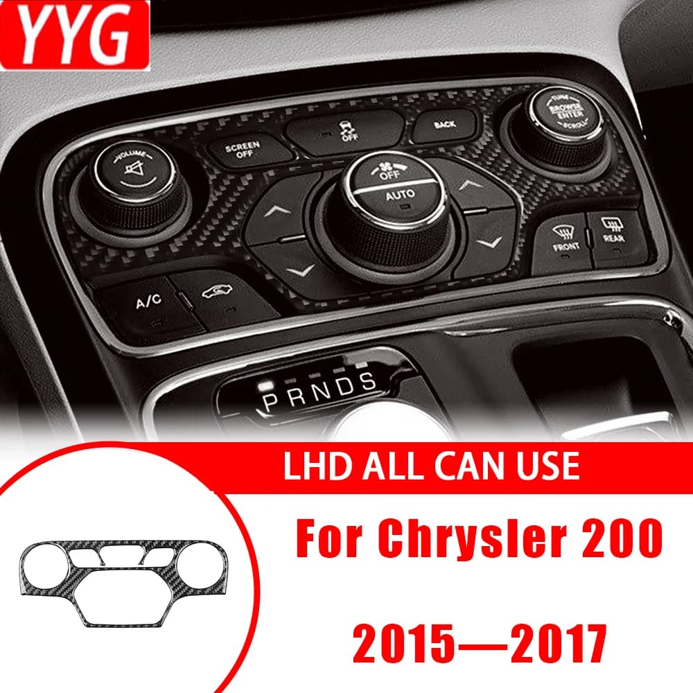 Carbon Fiber Car Accessories Central Air Conditioner AC Panel Interior Cover Tirm Modified Sticker For Chrysler 200 2015—2017