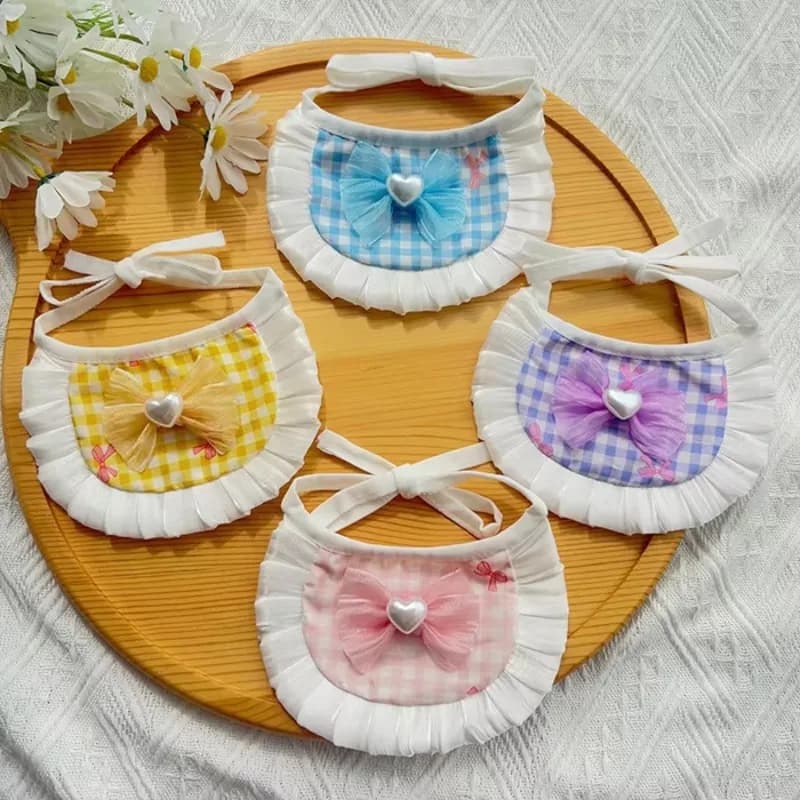 10pcs Summer Shiny Bow Polyester Solid Pet Scarf for Cats and Dogs Eco-Friendly Bib Accessories