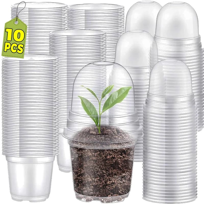 5/10pcs Transparent nursery vases with breathable lid Departure vase for seed Plant container Gardening Plant Plants Nutritional cup