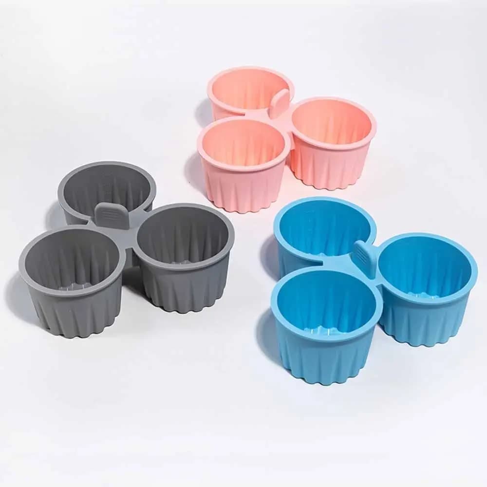 Stampo in silicone antiaderente a 3 scomparti per uova al vapore, senza BPA, per friggitrice ad aria, stampo da forno fai da te, per cucina