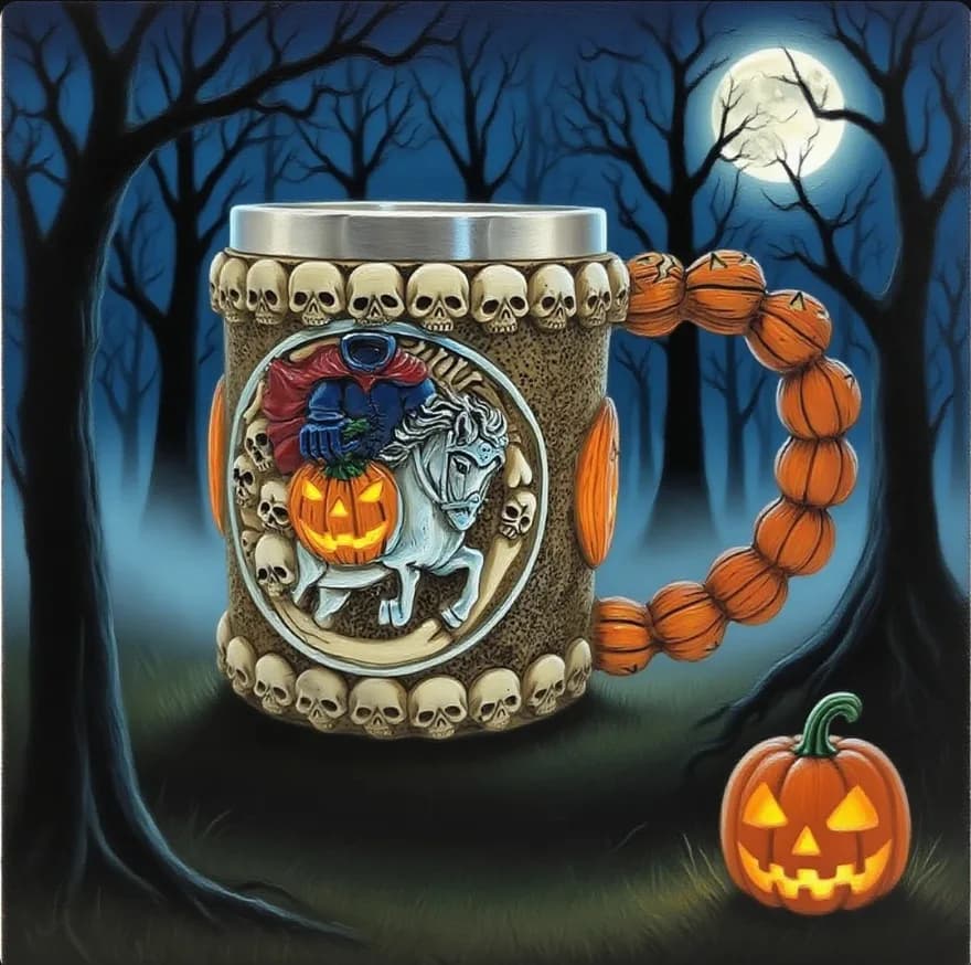 Zucca di Halloween Fantasma Teschio Cavaliere Boccale di birra Tazza in resina in acciaio inossidabile Camera Fuga Festa di festa