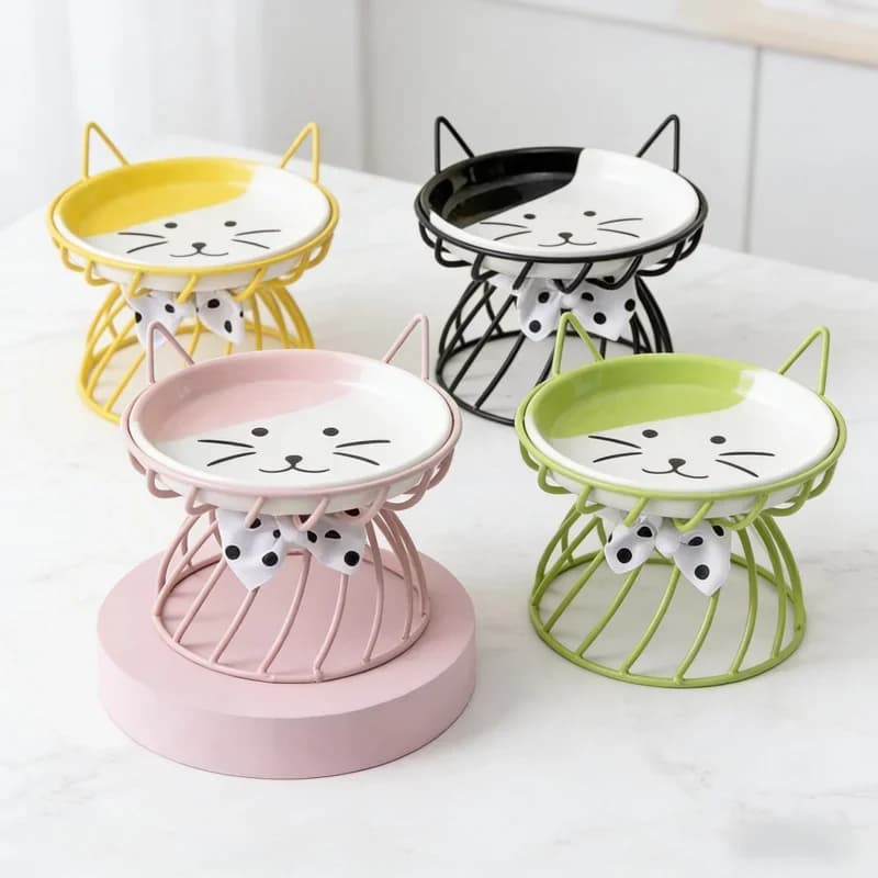 Ciotola rialzata in ceramica per animali domestici, per gatti e cani, per mangiare e bere all'aperto, accessori per uso quotidiano
