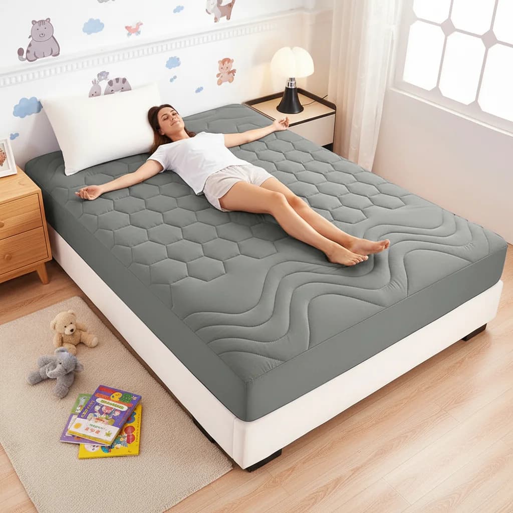 Quilted Fitted Sheet, Deep Pocket 30cm (12“) Mattress Cover, Soft Brushed Microfiber Bed Sheet, Wrinkle & Fade Resistant, Machine Washable