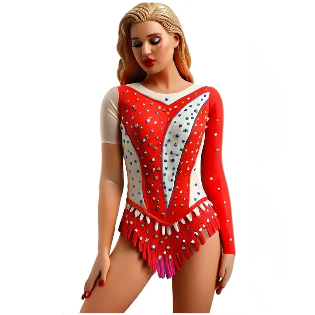 Abito da danza lirica contemporanea da donna, vestito da ginnastica per pattinaggio su ghiaccio, body con strass, per spettacoli teatrali