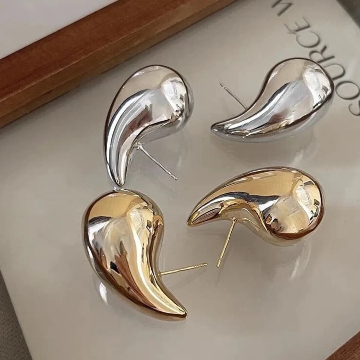chunky teardrop stud earrings gold silver plated statement earrings for women minimalist trendy geometric jewelry