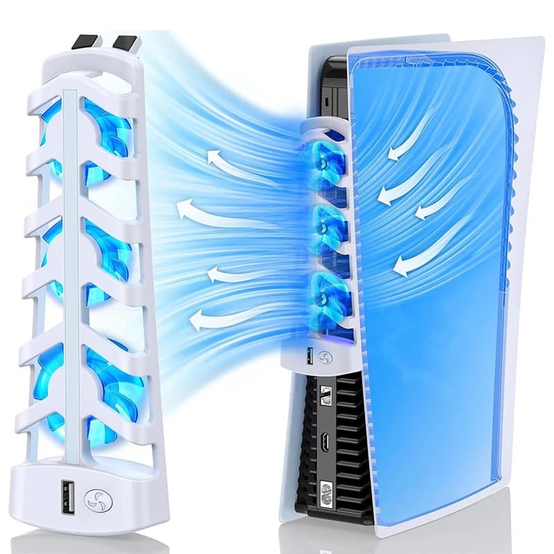 Per accessori PS5 ventola di raffreddamento con luce a LED per PS5 sia il disco che le versioni digitali sistema di raffreddamento accessori da gioco