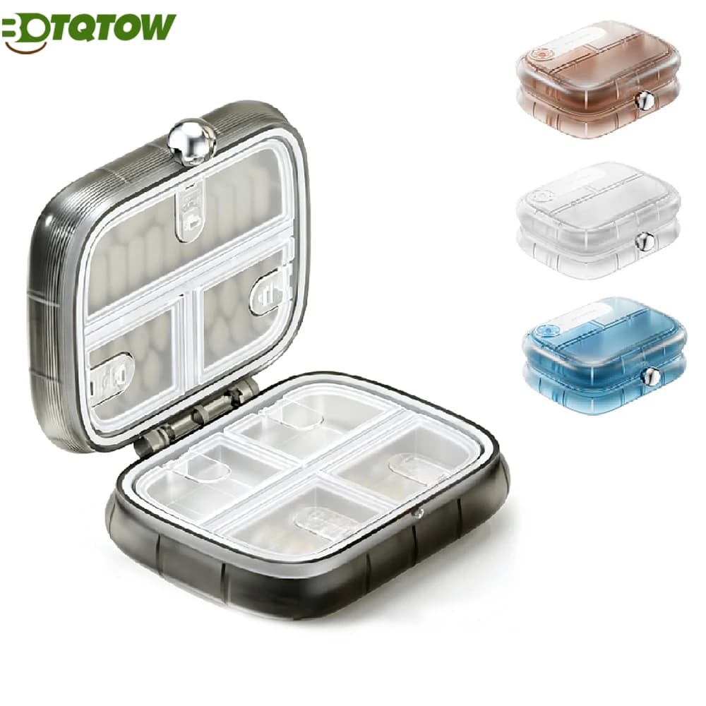 Weekly Pill Organizer 7 Compartments Moisture Proof Travel Case,Portable Vitamin Holder Compact Supplement Box for Purse &Pocket