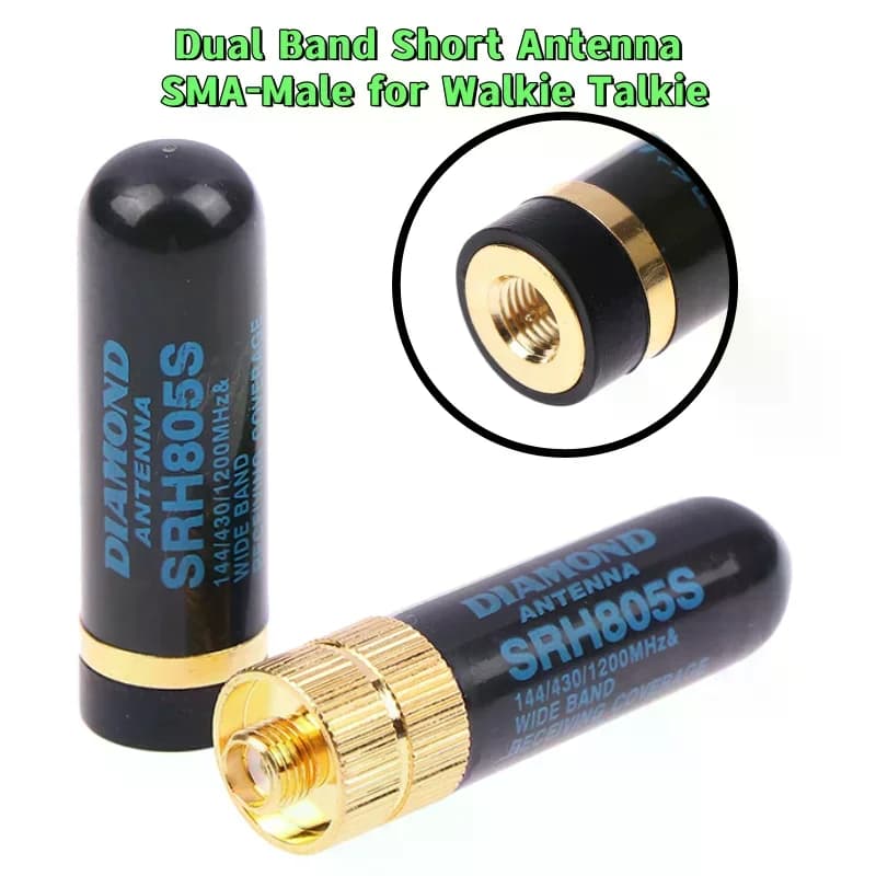 Antenna Dual Band SRH805S SMA-M/SMA-F VHF+UHF 136-174MHz 400-520MHz per Walkie Talkie Baofeng YAESU