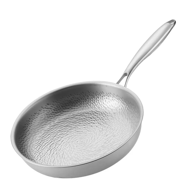 Padella professionale a tre strati in titanio puro, tipo martello, con fondo in acciaio inossidabile, adatta per piano cottura a induzione.