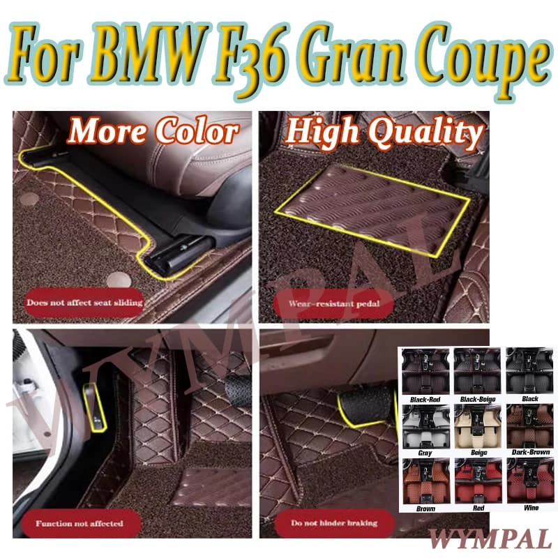 Luxury Custom Car Car Mats for BMW F36 Gran Coupe 2014 2015 2016 2017 Auto Automotive Leather Man Women Car Mats Complete cushions