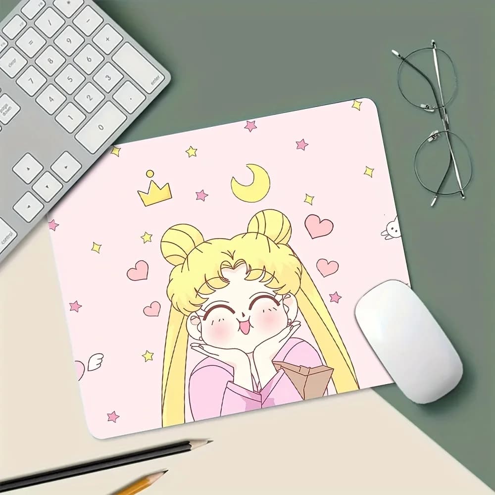 Simpatico tappetino per mouse da ragazza - Base in gomma antiscivolo, resistente, compatibile con scrivania, ufficio, studio, computer da gioco - Accessorio per appassionati di anime