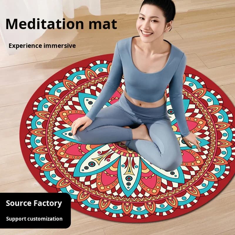 Tappetino da yoga con texture in pelle, in gomma naturale, inodore, grande tappetino rotondo per meditazione, tappetino invertito