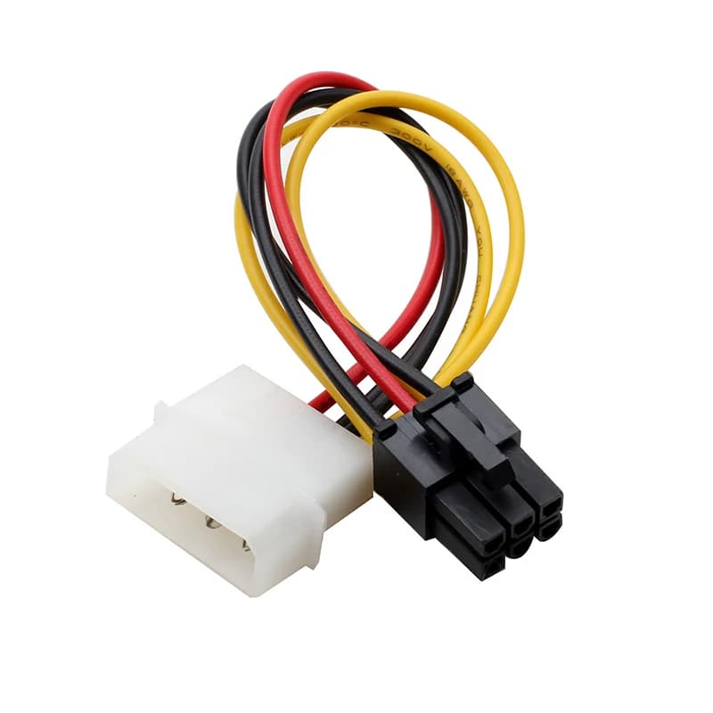 Molex Big 4Pin to 6Pin Power Supply Cable Graphics Card Video Display Card Connect Wire for IDE Power Supply Adapter for PC