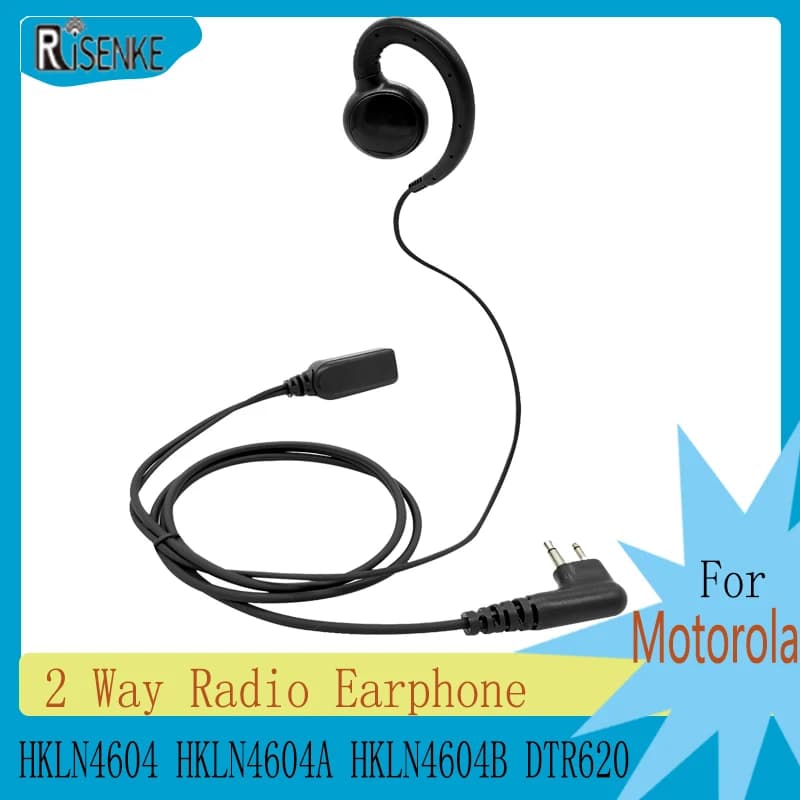 RISENKE-Auricolare per Motorola, Walkie Talkie, Radio, Auricolari Girevoli a 180 °, HKLN4604, HKLN4604A, HKLN4604B, DTR620