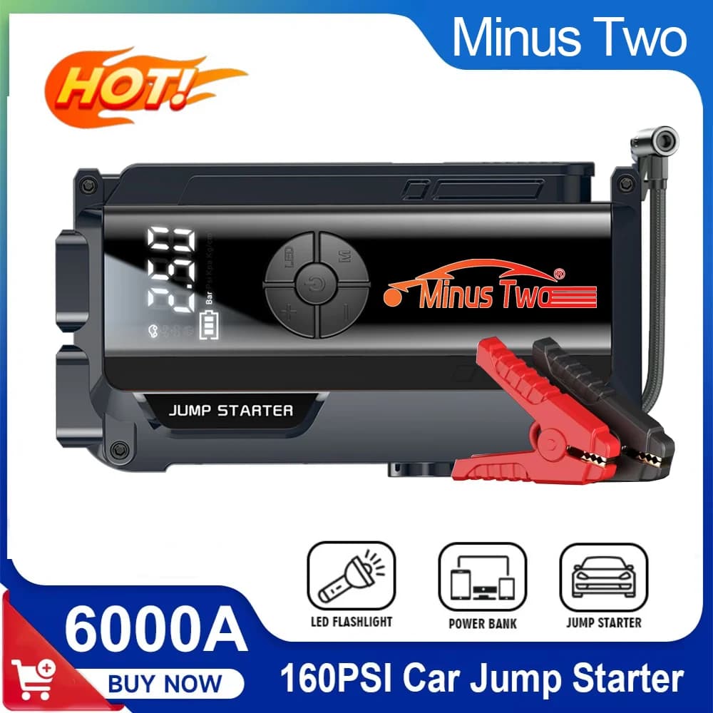 Avviatore di Emergenza per Auto 4 in 1 1000A, Compressore d'Aria Portatile 150PSI, Booster Batteria 12V per Camion e SUV a Benzina e Diesel