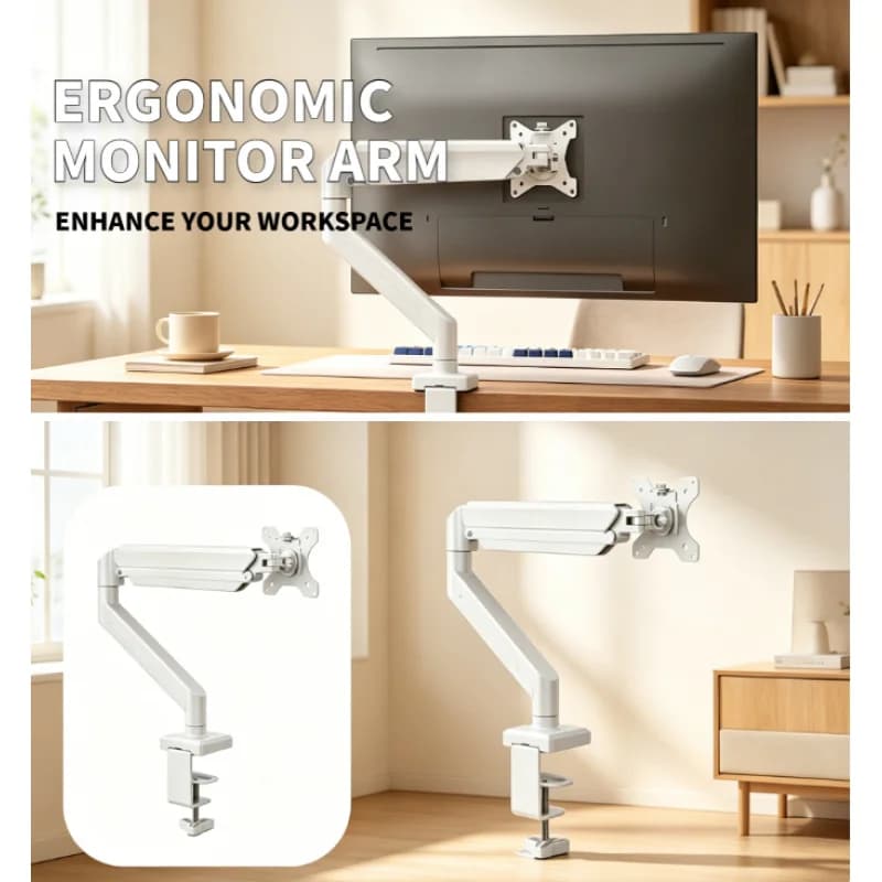 Supporto da scrivania universale regolabile per singolo monitor, resistente, adatto a schermi fino a 32 pollici, 19,8 libbre, ergonomico per gaming.