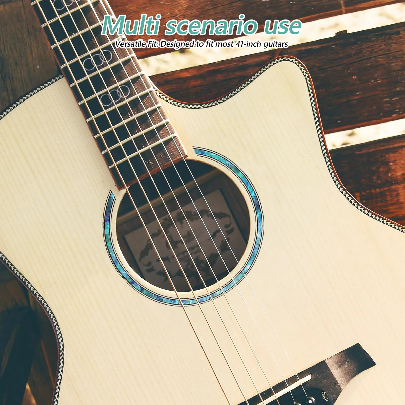 Guitar Sound Hole Decal 3D Color Shift Self-Adhesive Rosette Sticker for Acoustic Classical Guitar Ukulele Sky-Blue