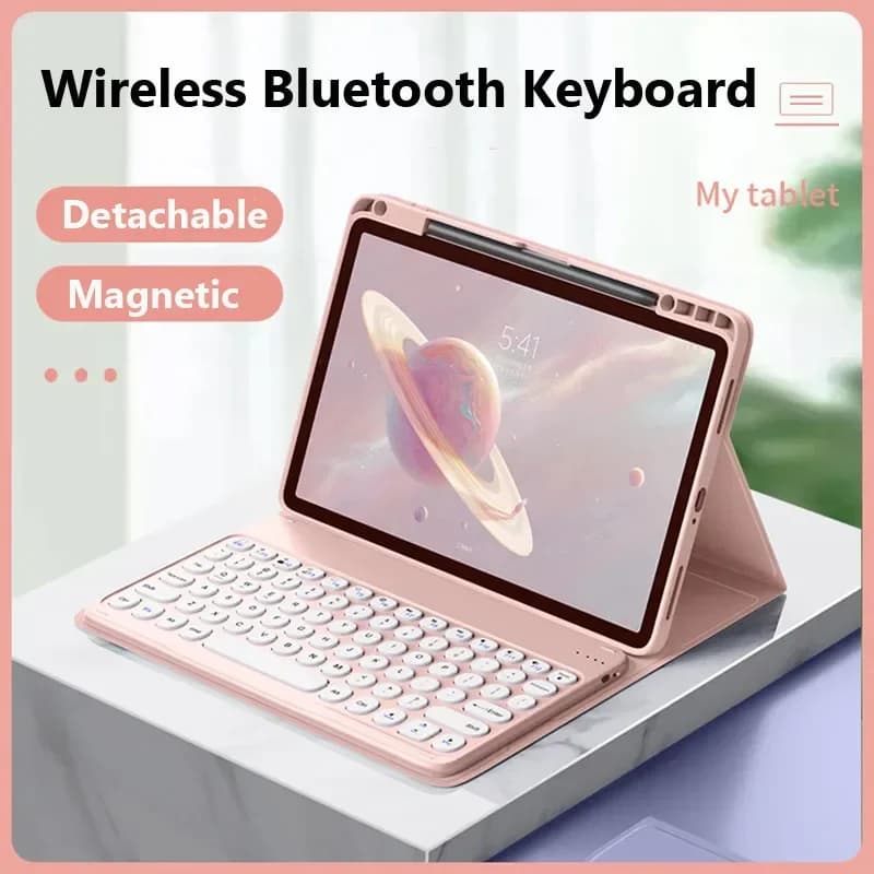 Custodia con Tastiera Bluetooth per Honor Pad X8a 2024 11, Cover Flip per Tablet con Tasti Rotondi e Porta Penna