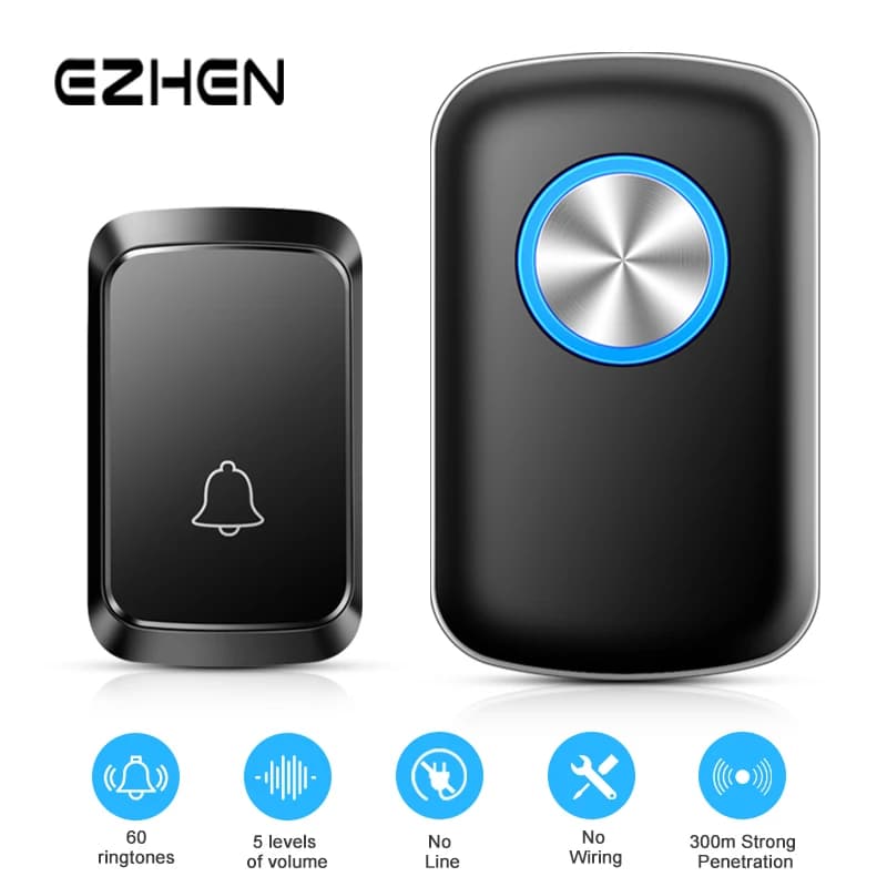 Intelligent Wireless Door Bell Kit 300M/1000Ft Intelligent Doorbell Kit 60 tracks Spina USA EU