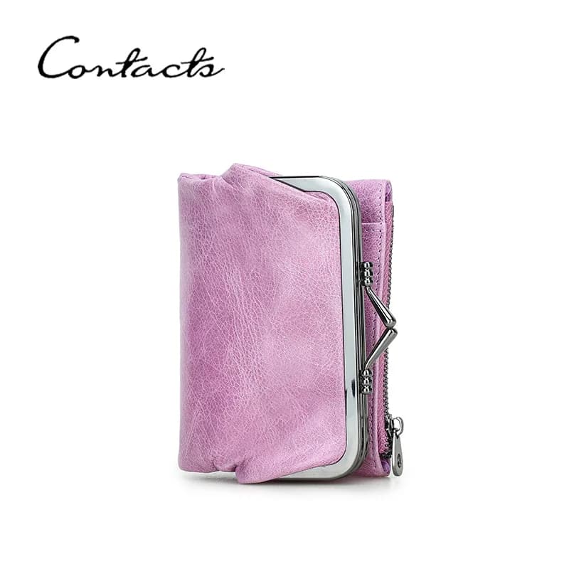 Portafoglio da donna in vera pelle CONTACT'S Fashion con protezione RFID, porta carte e foto, borsa portamonete portatile per tutti i giorni, da viaggio, idea regalo