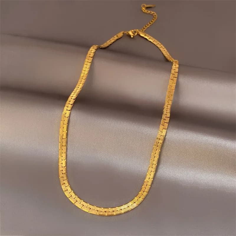 316L stainless steel New fashion woven flat chain necklace Geometry women's high jewelry party gift