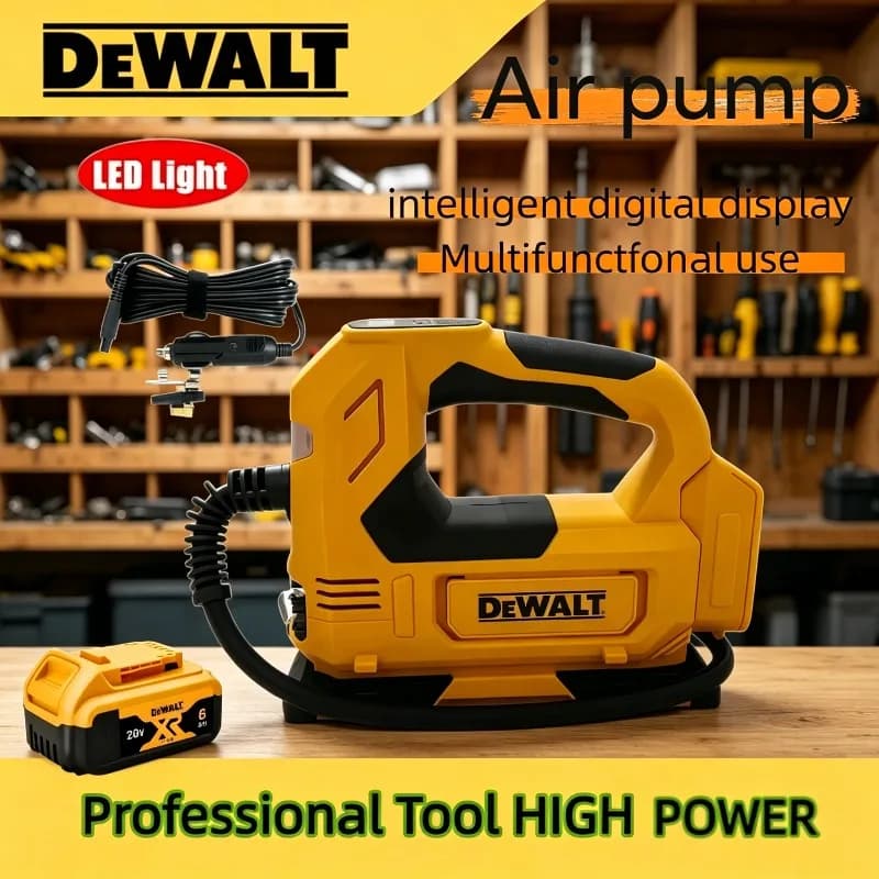 Pompa ad aria portatile senza fili Dewalt per gonfiaggio pneumatici auto, compressore ricaricabile elettrico per moto 18V 20V