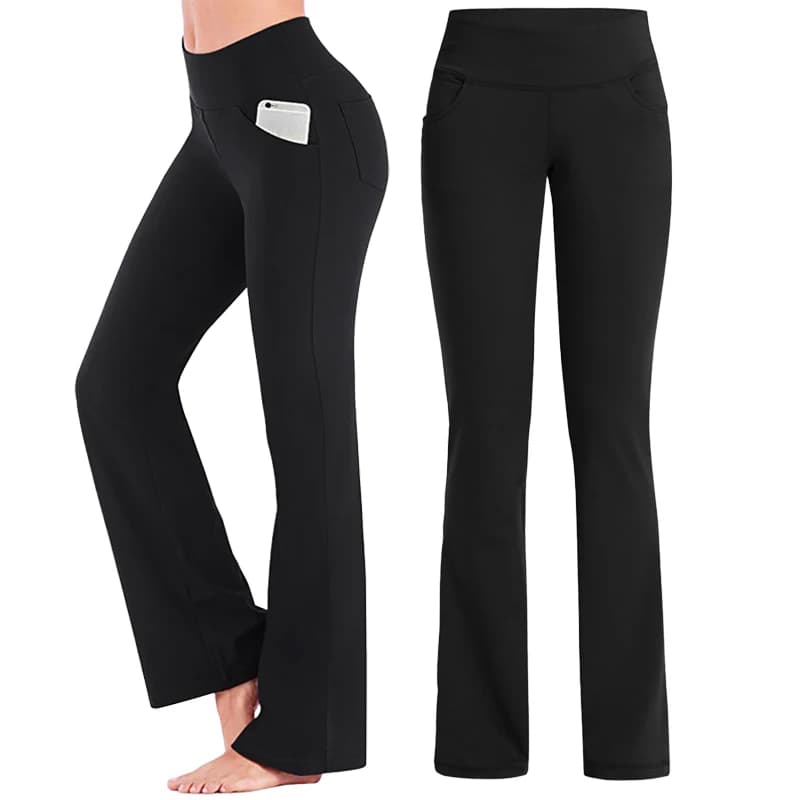 High Waist Flared Yoga Leggings Stretch Plus Size Women Full Length Gym Workout Trousers