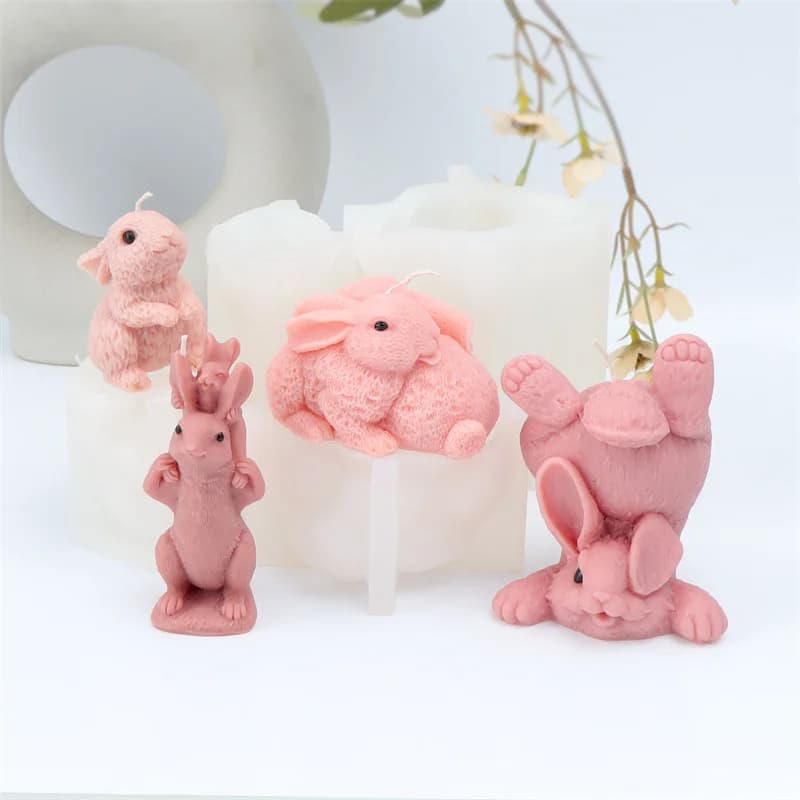 Stampi in Silicone per Candele a Forma di Coniglio Pasquale, Multi-Stile, per Creazioni Fai-da-Te in Gesso e Resina, Regali per la Realizzazione di Candele a Tema Pasquale