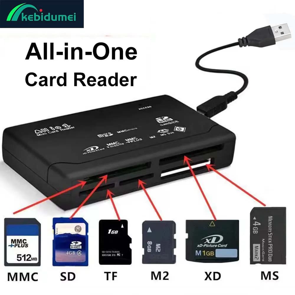 Lettore di schede di memoria tutto in uno Lettore di schede esterno USB 480Mbps SD SDHC MMC M2 MS XD CF Adattatore per lettore TF per fotocamera digitale MP3