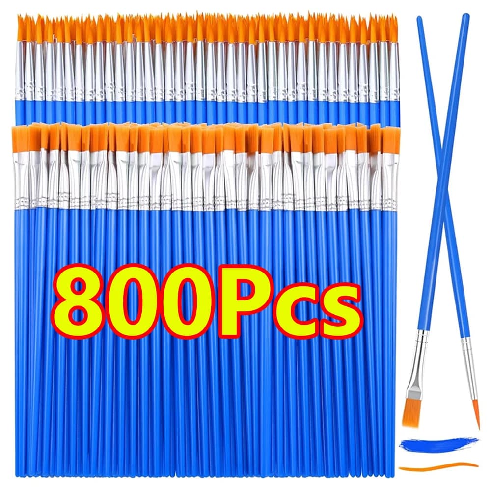 1-800pcs Acrylic Paint Brushes Set Watercolor for Kid Artists Handcraft Arts Oil Painting Brushes with Flat Round Pointed Brush