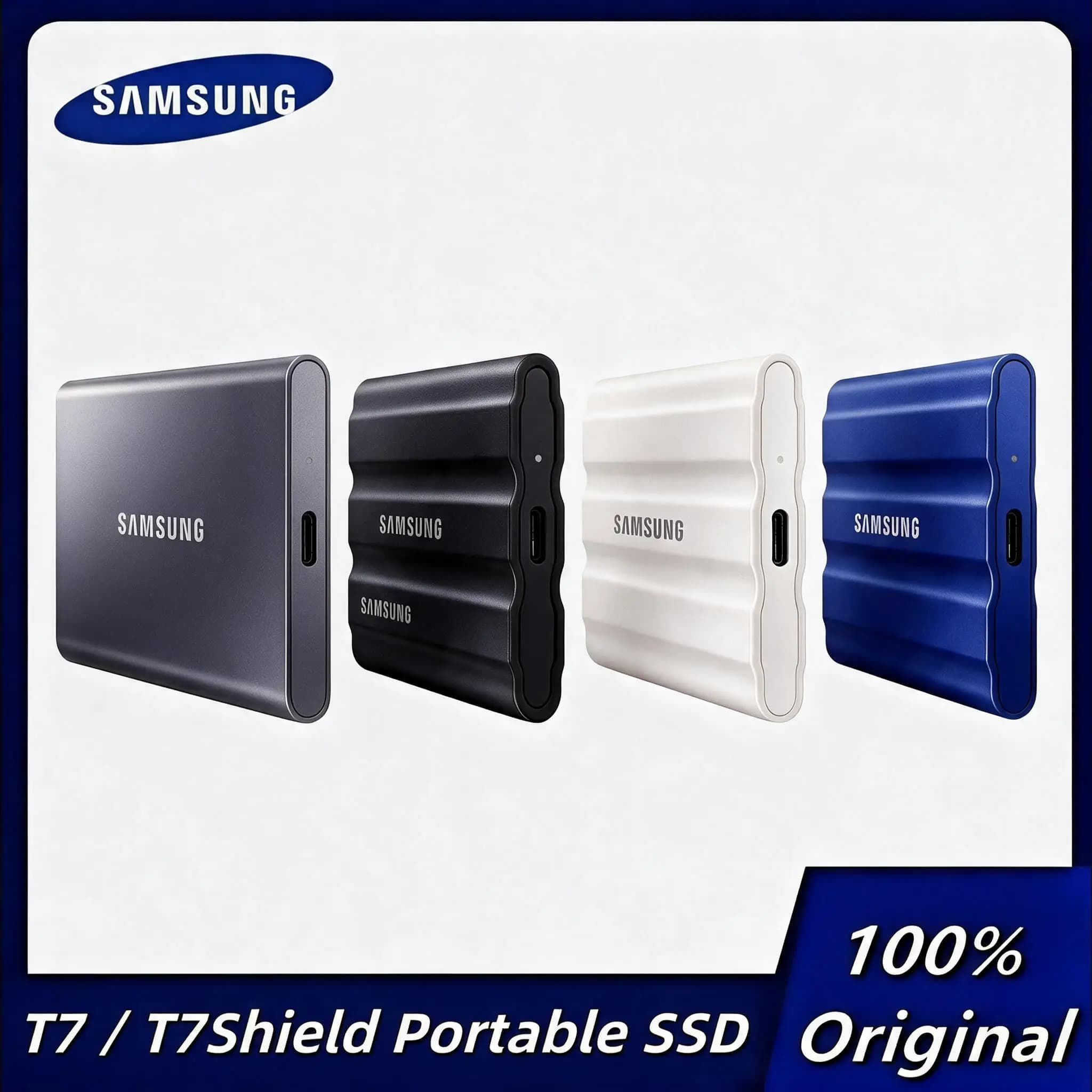 Samsung T7 portable NVMe T7Shield 1TB USB 3.2 Gen.2 SSD 2TB External Solid State Drive Speeds Up to 1,050MB/s disco duro externo