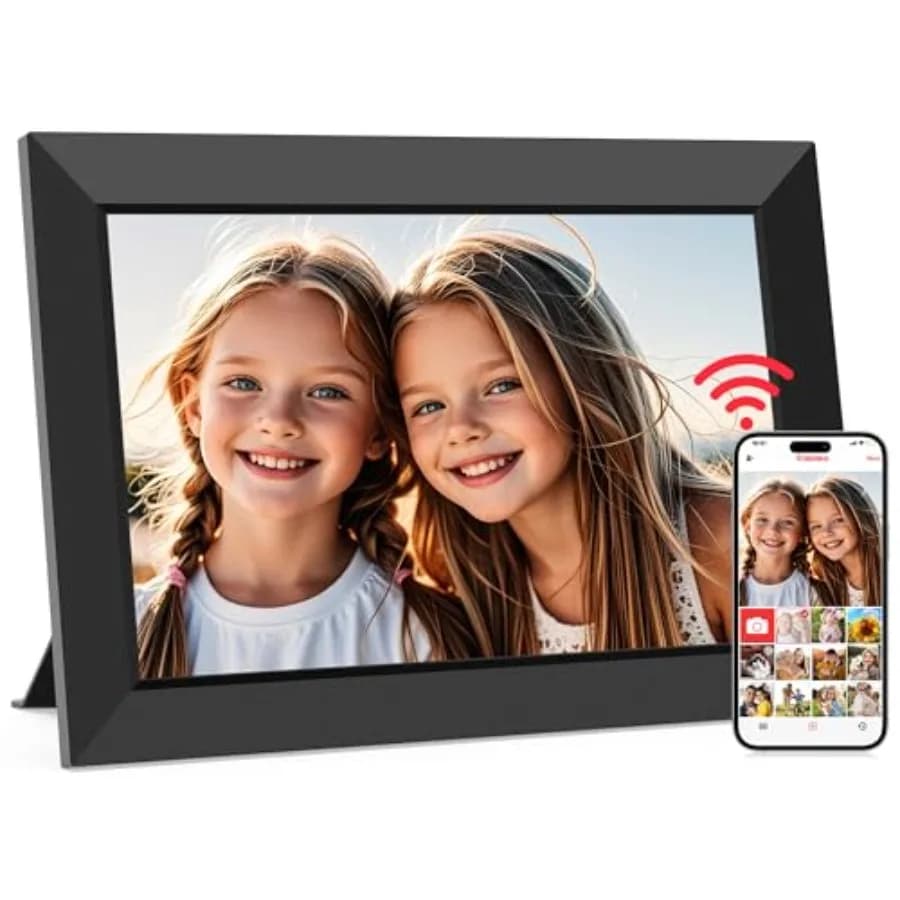 Cornice Digitale WiFi Frameo, Cornice Fotografica Elettronica Smart Cloud con Schermo Touch IPS HD, Presentazione di Immagini, Memoria 32GB, Rotazione Automatica
