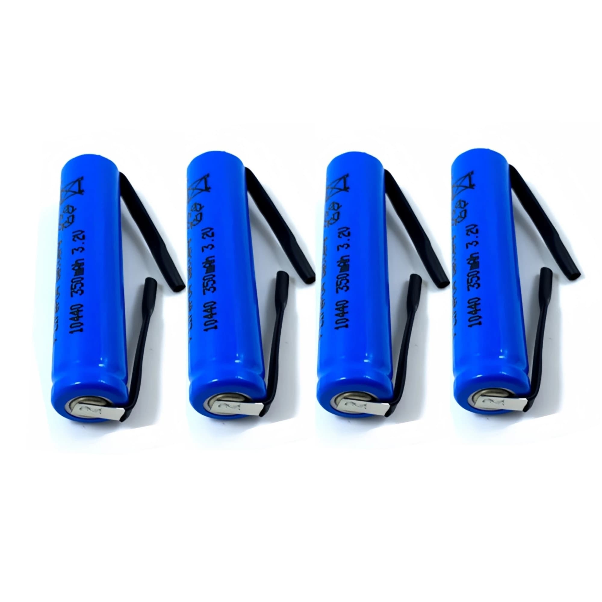 4 batterie LiFePO4 10440 da 3.2V 350mAh AAA con terminali a saldare per spazzolino elettrico, rasoio, giocattoli, tastiera, livella laser, torcia.