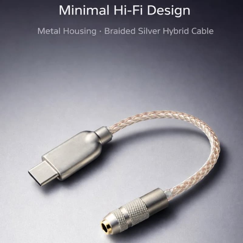 Per DAC USB‐C digitale LingYan; CX31993+MAX97220 Custodia metallica per cavo Hi-Fi a 32 bit/384 kHz, cavo argentato a 8 core