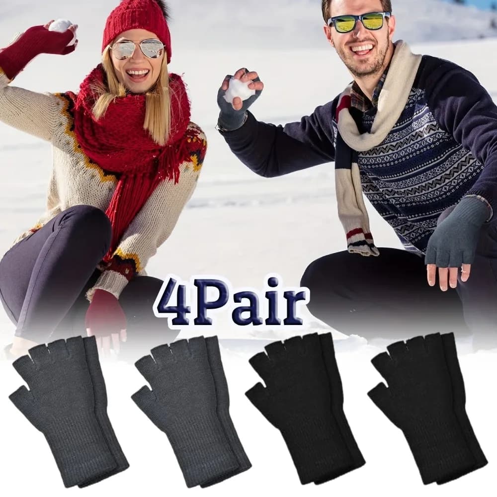 4 paia di guanti invernali senza dita da donna, guanti per la digitazione a mezze dita con polsino lungo, guanti senza dita per ciclismo
