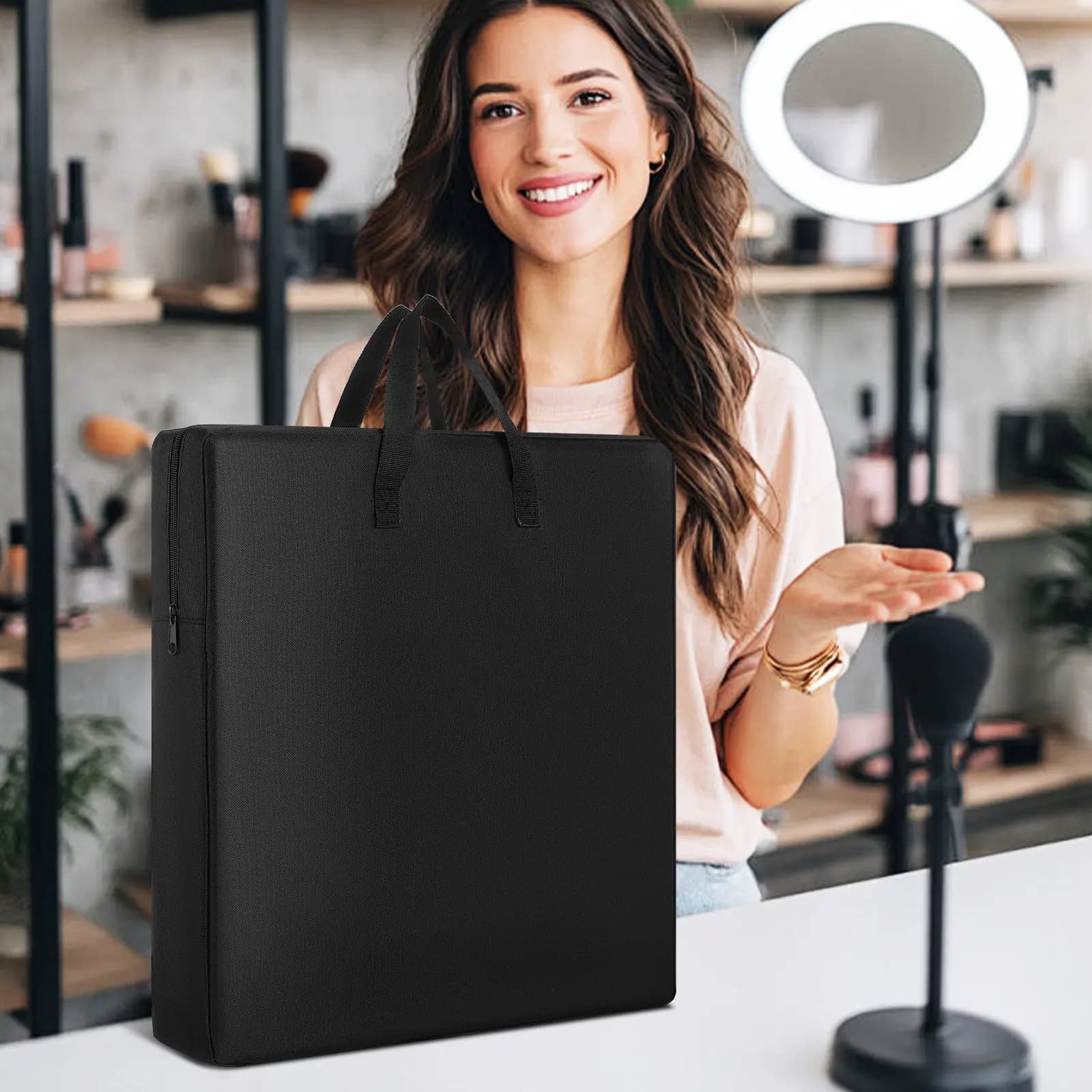 Borsa Portatile per Ring Light da 18 Pollici, Custodia Protettiva Morbida con Cerniera per Fotografi e Vlogger in Movimento