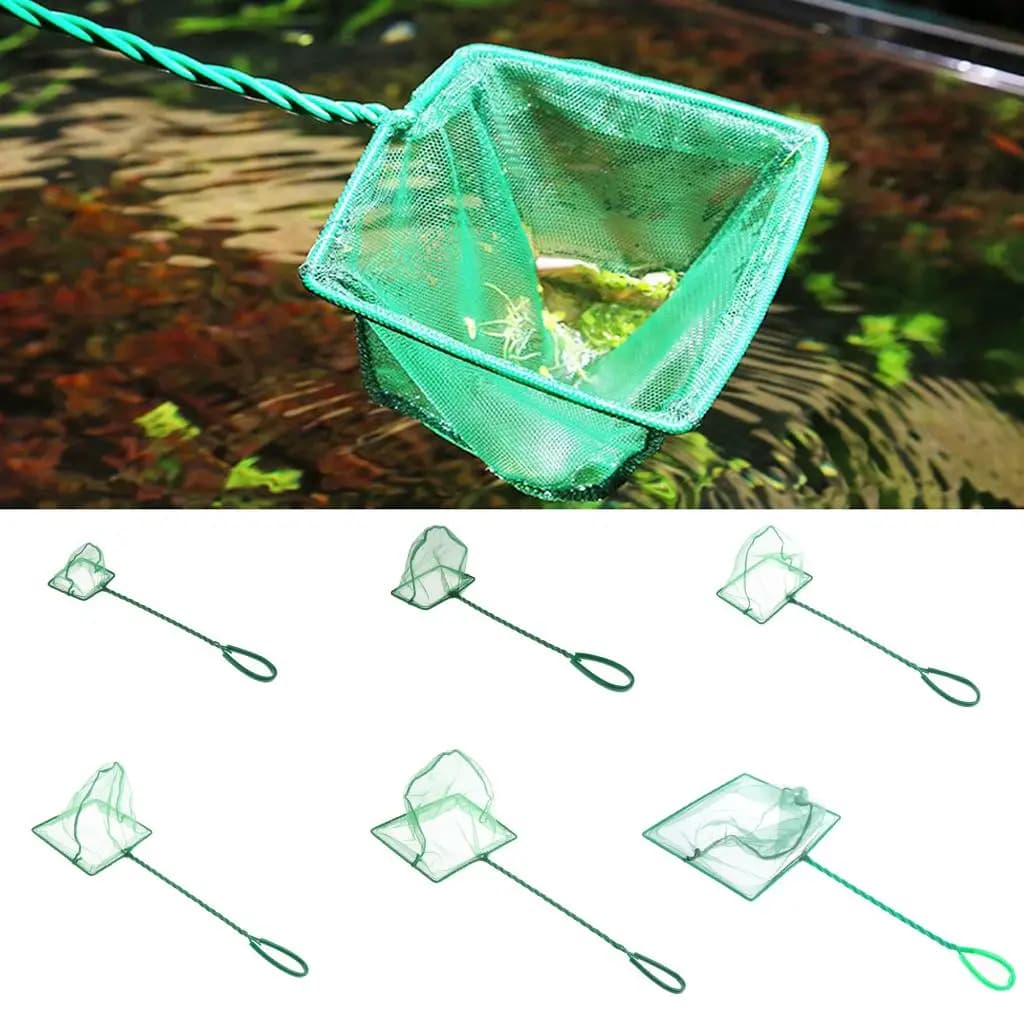 Rete da Pesca a Maglia Fine con Manico in Plastica Resistente, Rete per Gamberetti per Acquario Domestico