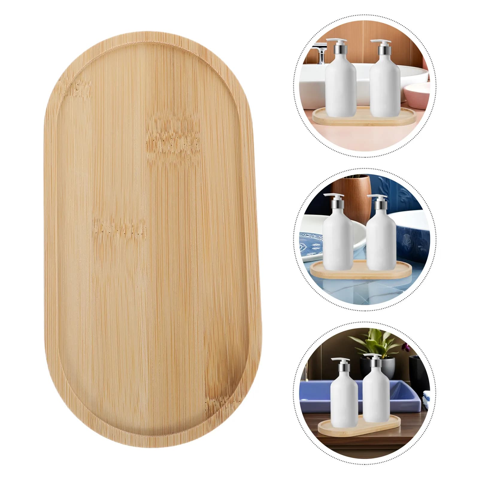 Bamboo Soap Dispenser Tray Dual Slot Bathroom Vanity Organizer for Hand Wash Bottles Soap Block Nordic Decorative Sink