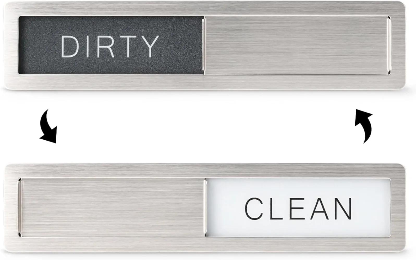 Stainless steel dishwasher magnet – “clean/sporty” cartel, kitchen accessories robust scratch-resistant